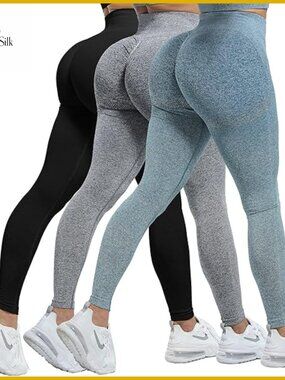 Medium High Waist Seamless Leggings 3-Pack, Butt Lifting, Squat Proof